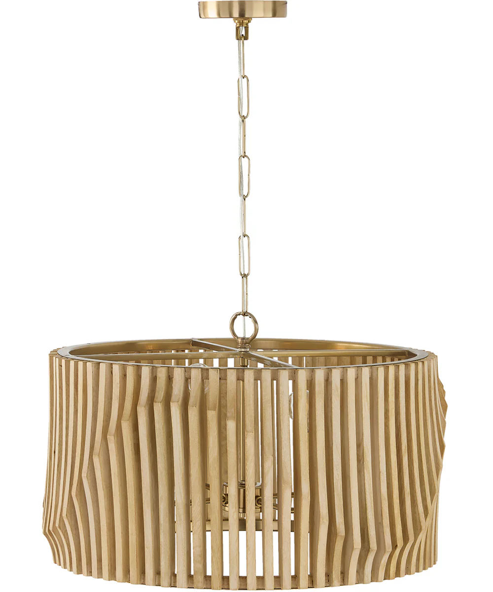 Archer 4-Light Pendant Blonde Wood and Matte Brass - Image 2