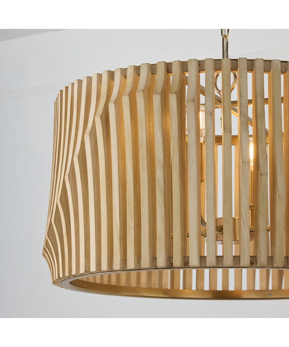 Archer 4-Light Pendant Blonde Wood and Matte Brass - Image 3