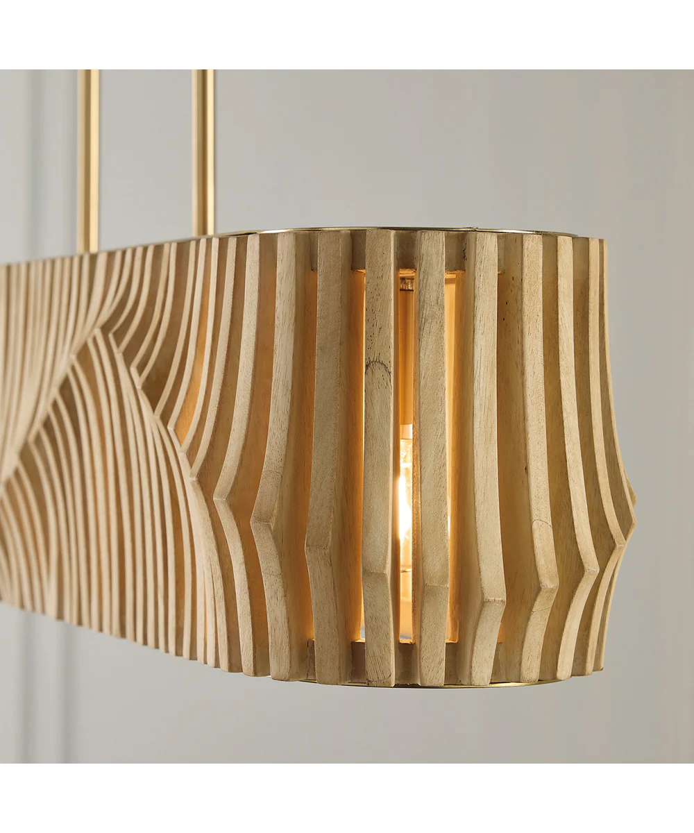 Archer 6-Light-Linear Chandelier Blonde Wood and Matte Brass - Image 2