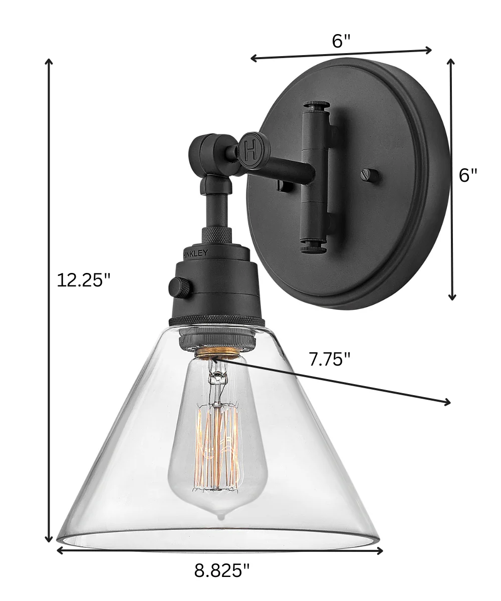 Arti 1-Light Small Single Light Sconce in Black with Clear glass - Image 2