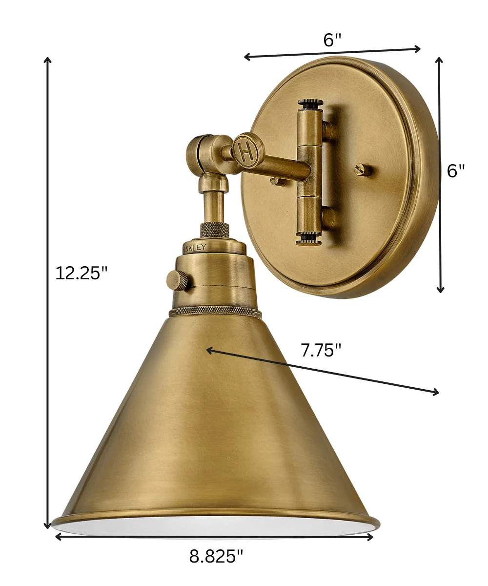 Arti 1-Light Small Single Light Sconce in Heritage Brass - Image 2