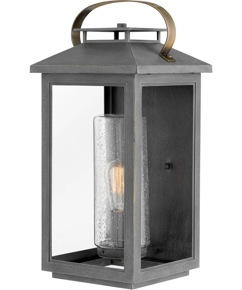 Atwater Coastal Elements  1-Light Large Outdoor Wall Mount Lantern in Ash Bronze