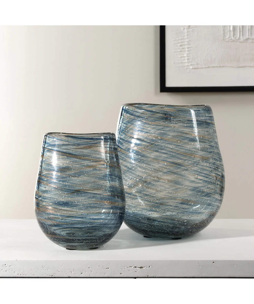 Aurora Swirl Glass Vases, Set of 2 - Image 2