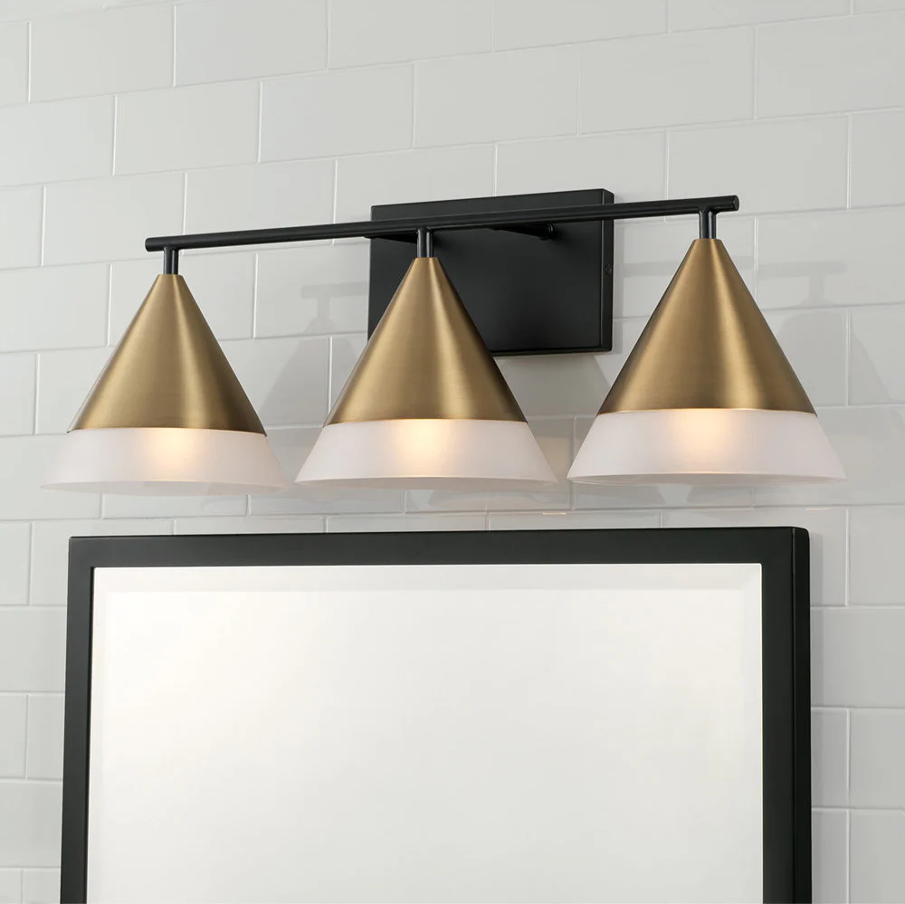 Avant 3-Light Vanity Aged Brass and Black - Image 7