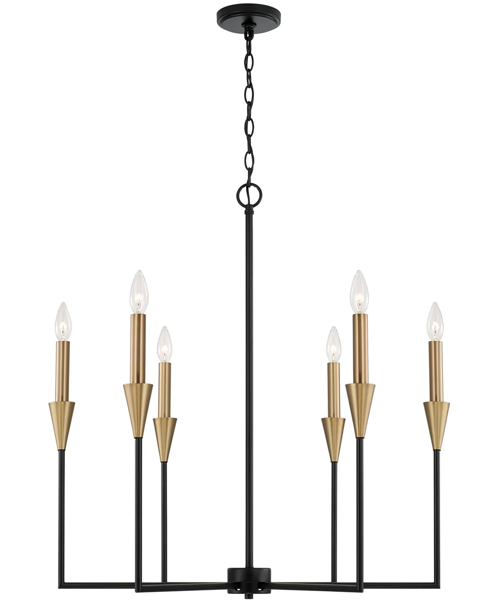 Avant 6-Light Chandelier Aged Brass and Black