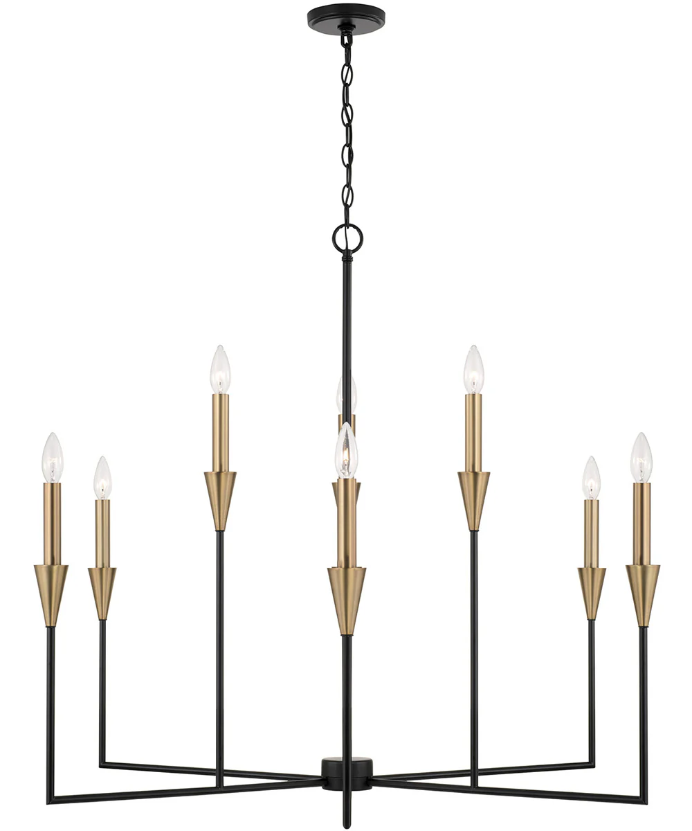 Avant 9-Light Chandelier Aged Brass and Black