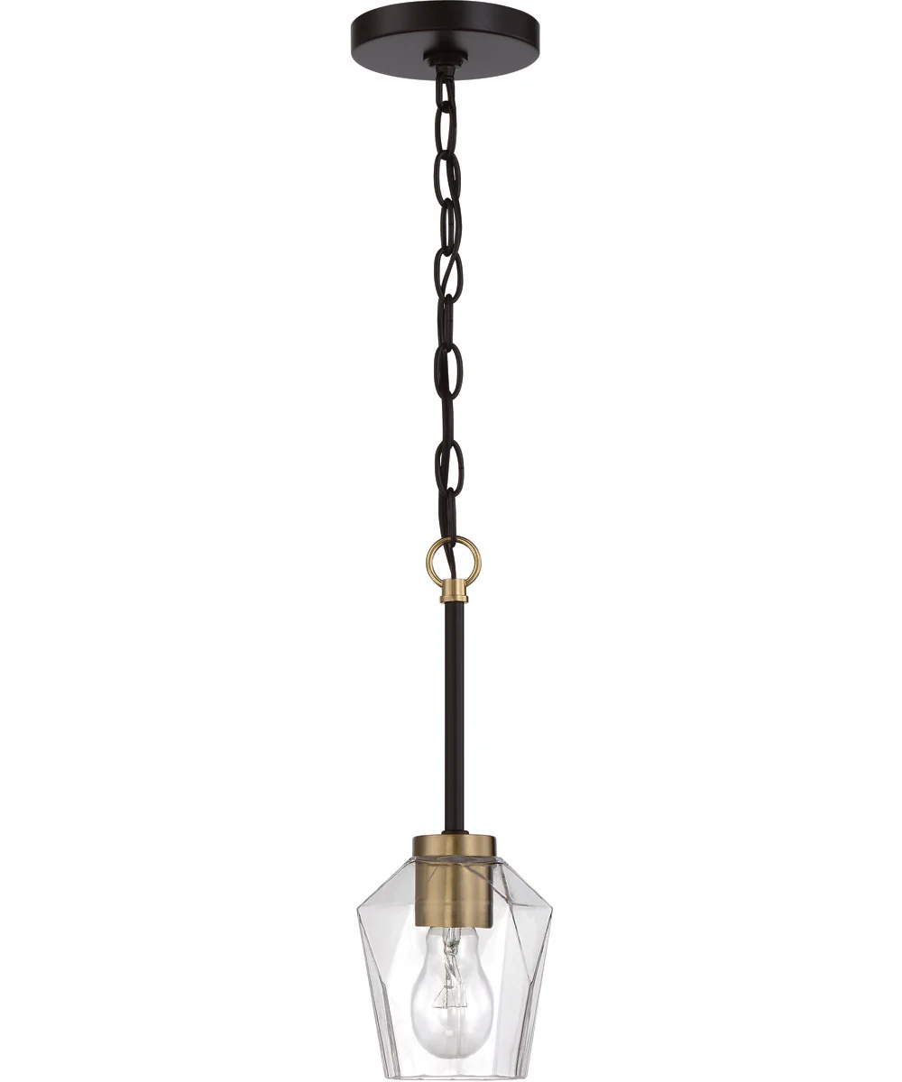Avante Grand 1-Light Mini Pendant Flat Black/Satin Brass - Image 3