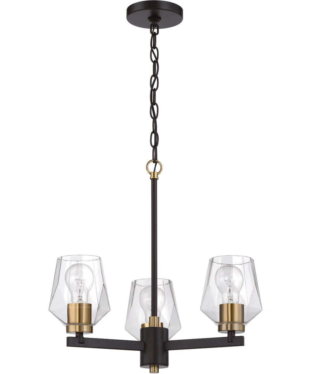 Avante Grand 3-Light Chandelier Flat Black/Satin Brass - Image 3