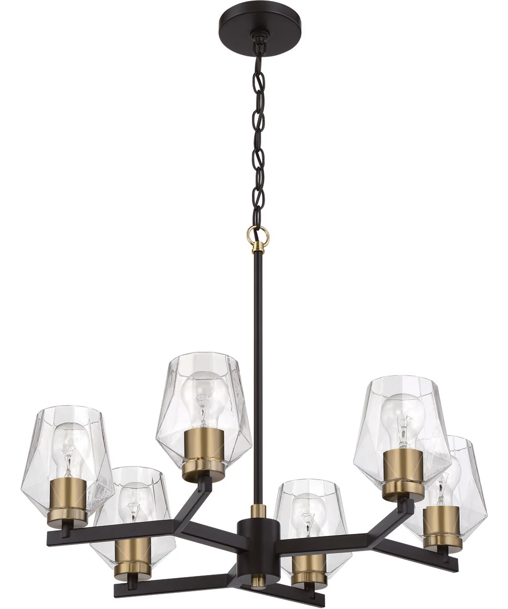Avante Grand 6-Light Chandelier Flat Black/Satin Brass - Image 4