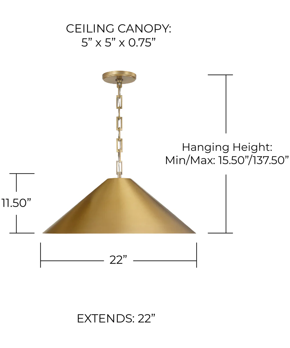 Avery 1-Light Pendant Aged Brass - Image 3