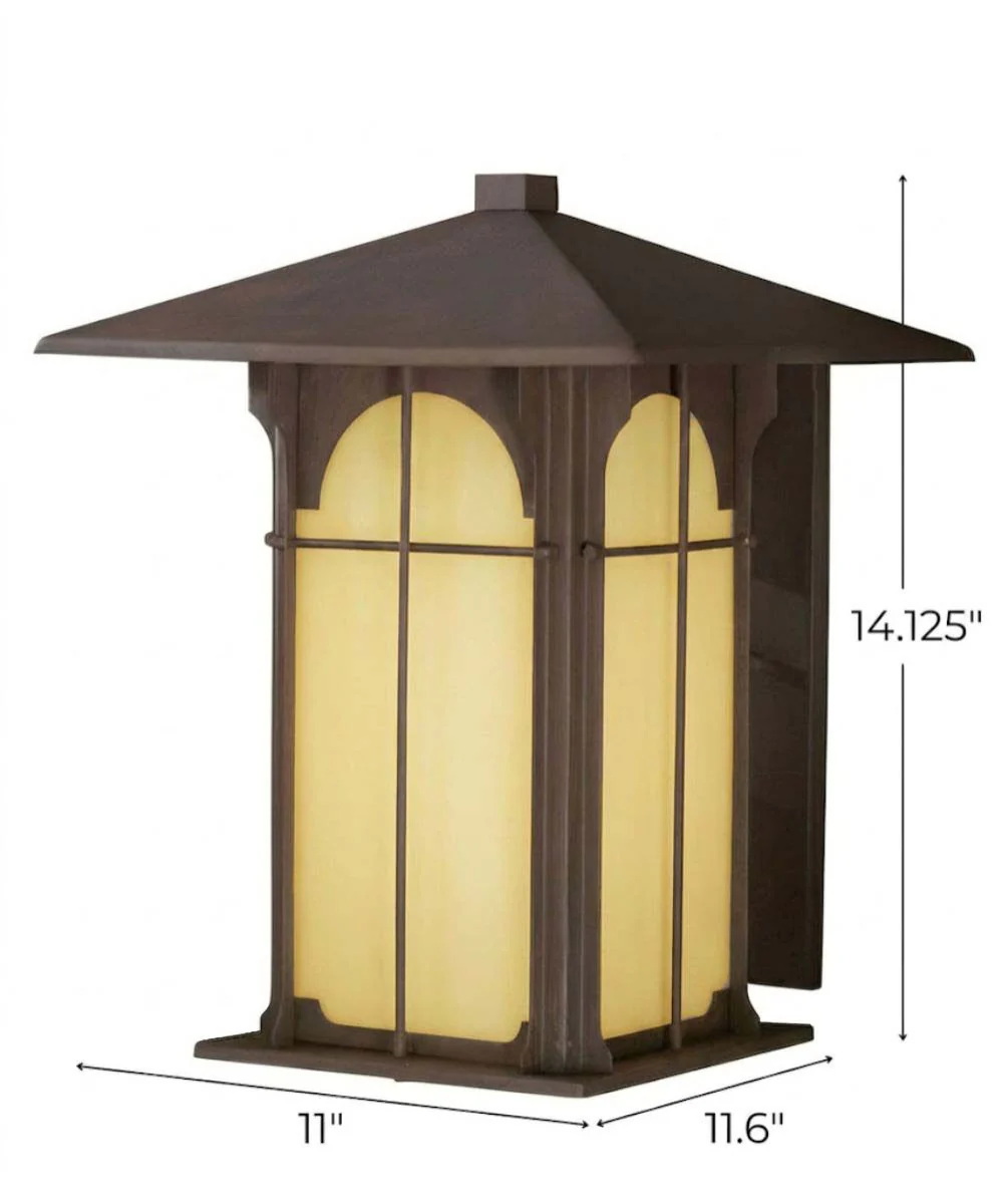 Aztec 14"H 1-Light Olde Brick Bronze Finish with Amber Honey Opal Glass Shade Outdoor Wall Lantern - Image 2