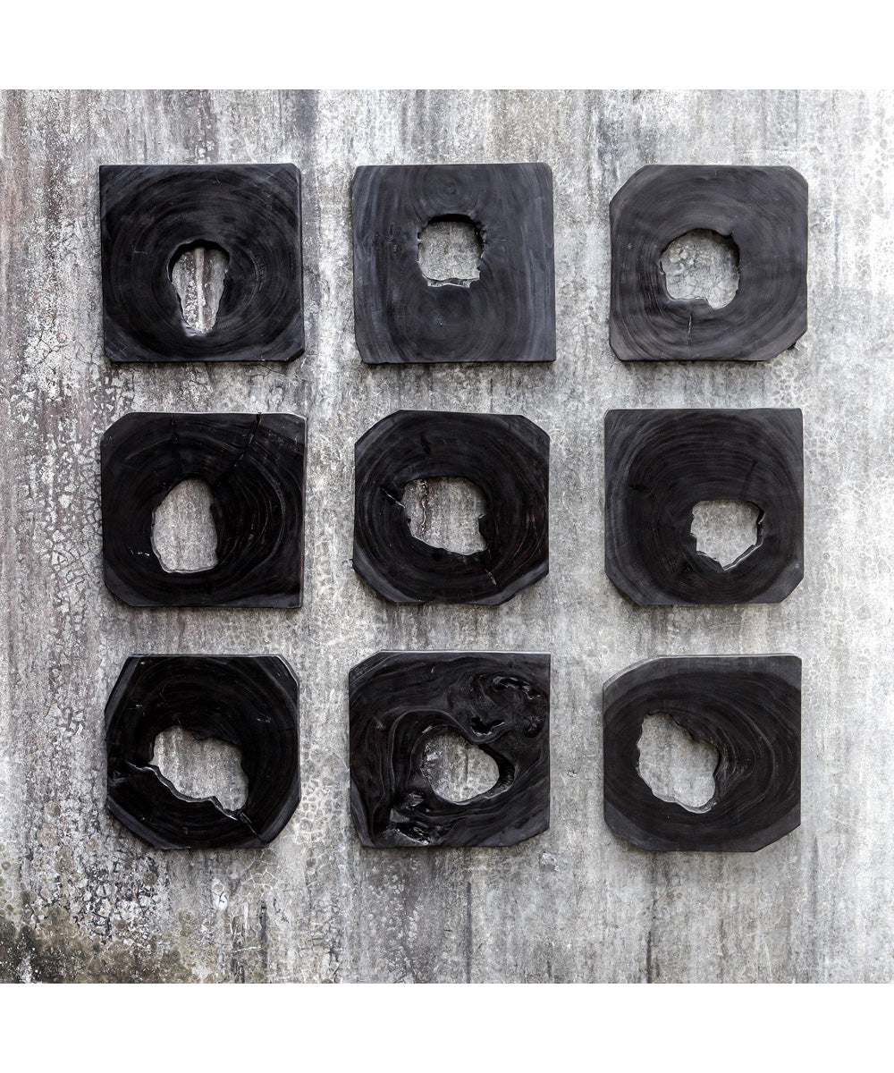 Bahati Ebony Wood Wall Art, Set of 9 - Image 2