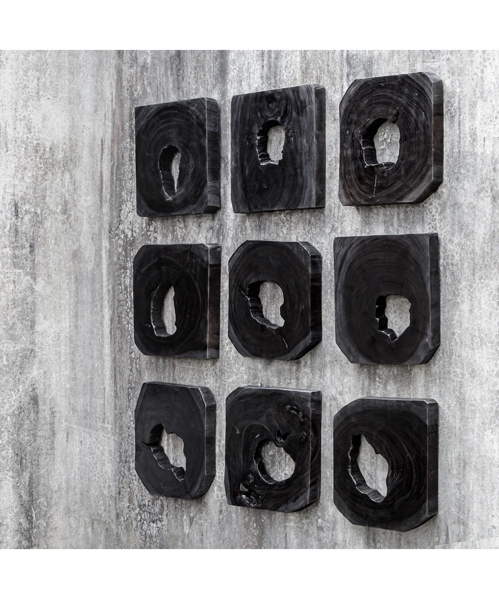 Bahati Ebony Wood Wall Art, Set of 9 - Image 3