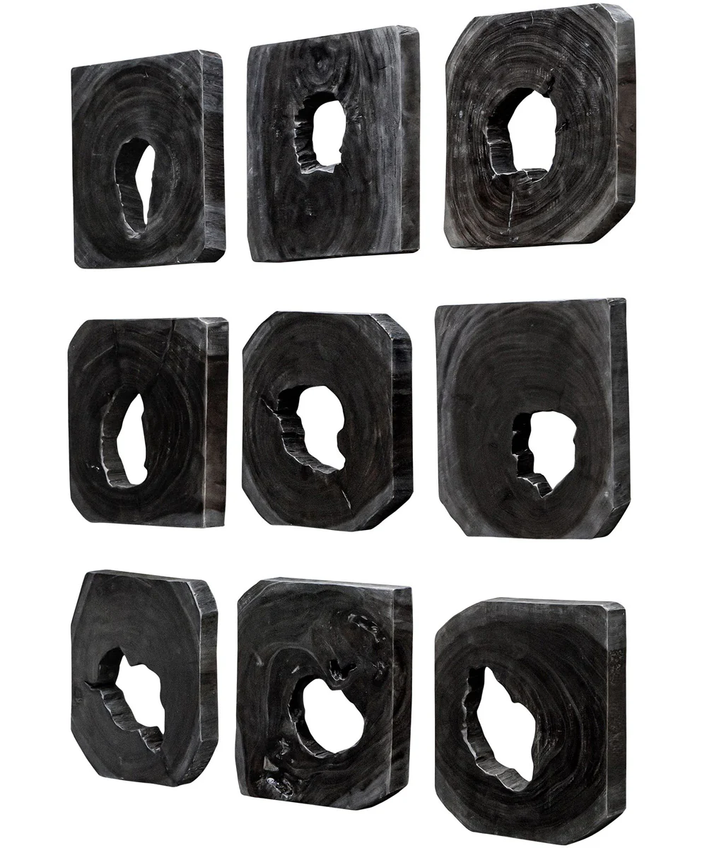 Bahati Ebony Wood Wall Art, Set of 9 - Image 4