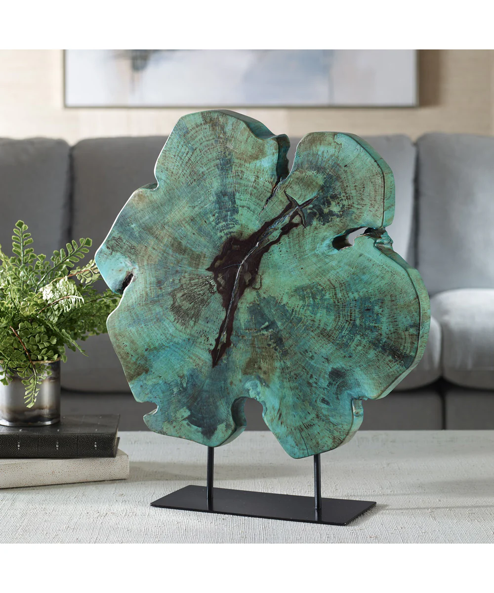 Bahati Wood Blue Sculpture - Image 2