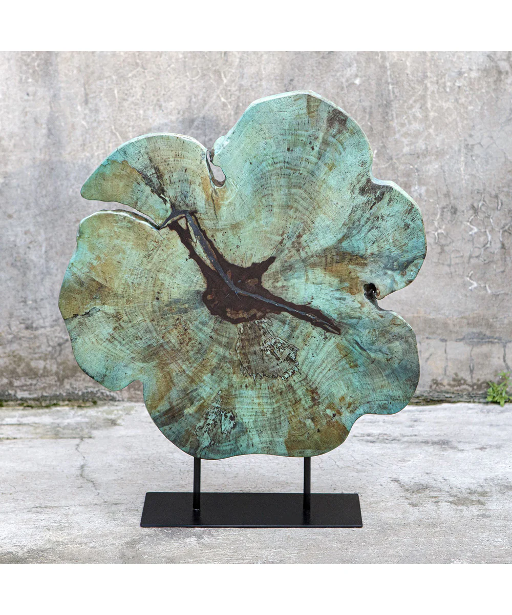Bahati Wood Blue Sculpture - Image 3