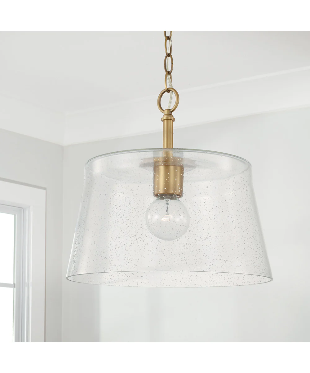 Baker 1-Light Dual-Mount Pendant/Semi-Flush Mount Ceiling Light Aged Brass - Image 4