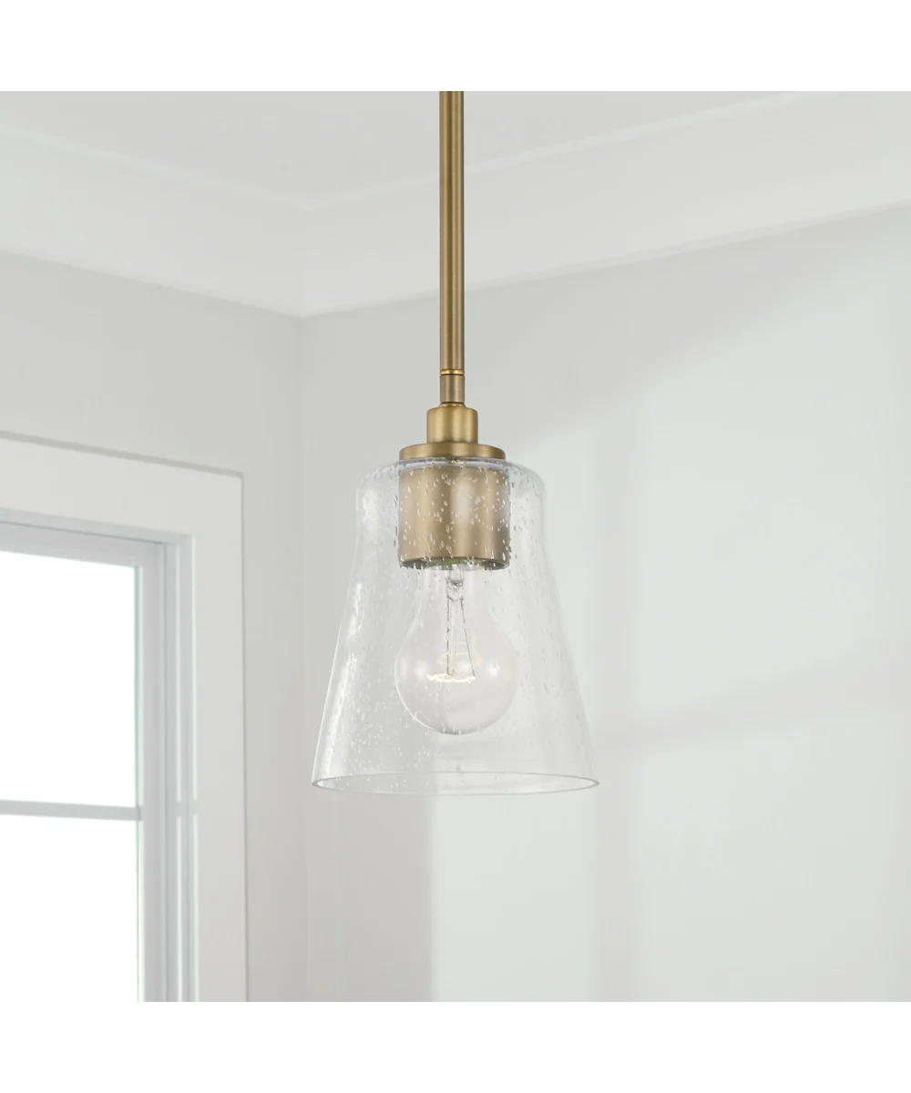 Baker 1-Light Dual-Mount Pendant/Semi-Flush Mount Aged Brass - Image 3