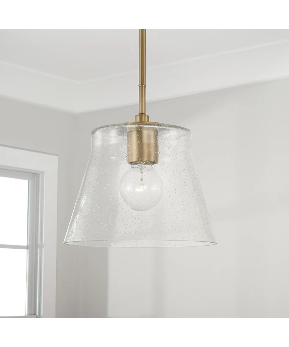 Baker 1-Light Dual-Mount Pendant/Semi-Flush Mount Aged Brass - Image 3