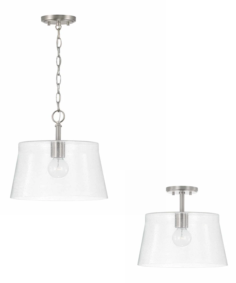 Baker 1-Light Dual-Mount Pendant/Semi-Flush Mount Brushed Nickel - Image 2