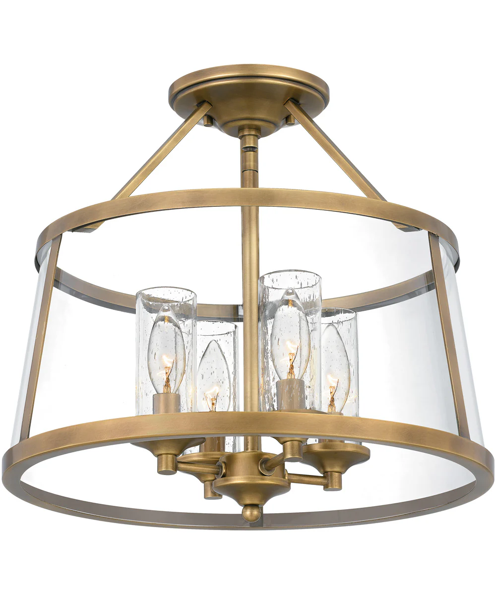 Barlow 4-light Semi Flush Mount Weathered Brass