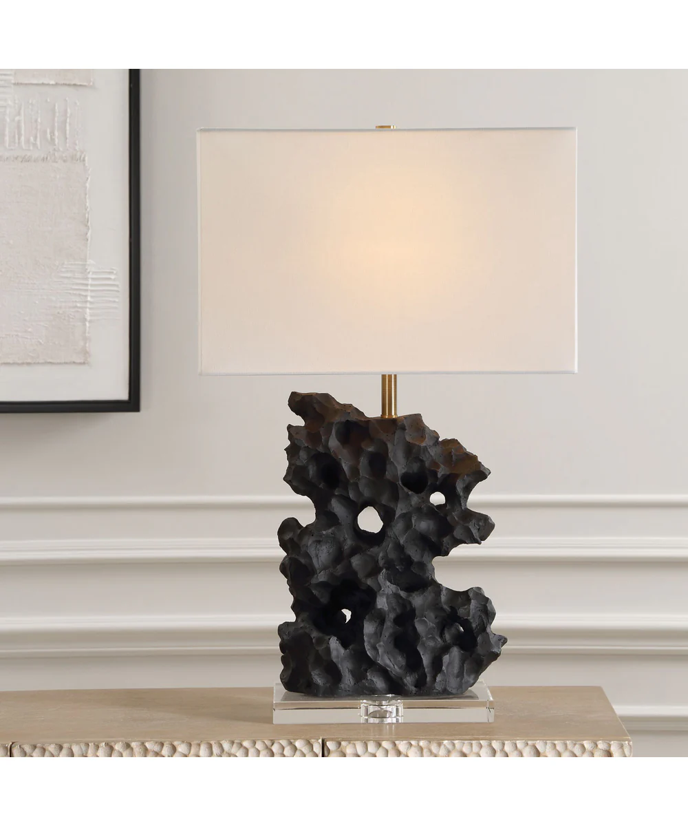 Basalt Black Stone Table Lamp - Image 4