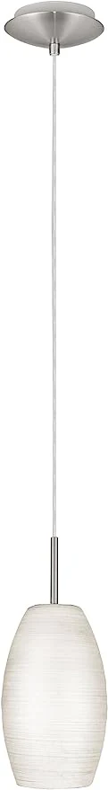 Batista 4.75"W 1-Light  Mini Pendant Light Fixture by Eglo Matte Nickel Finish with White Wiped Glass
