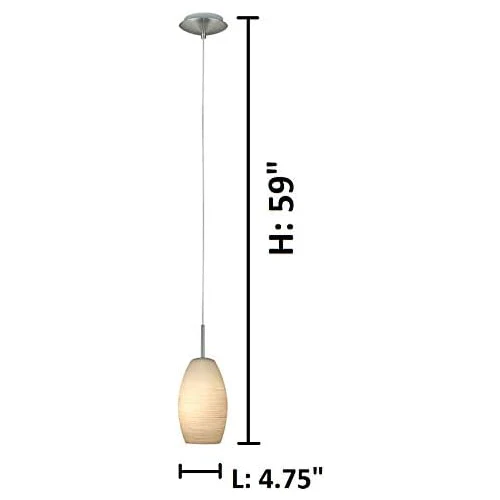 Batista 4.75"W 1-Light  Mini Pendant Light Fixture by Eglo Matte Nickel Finish with White Wiped Glass - Image 2