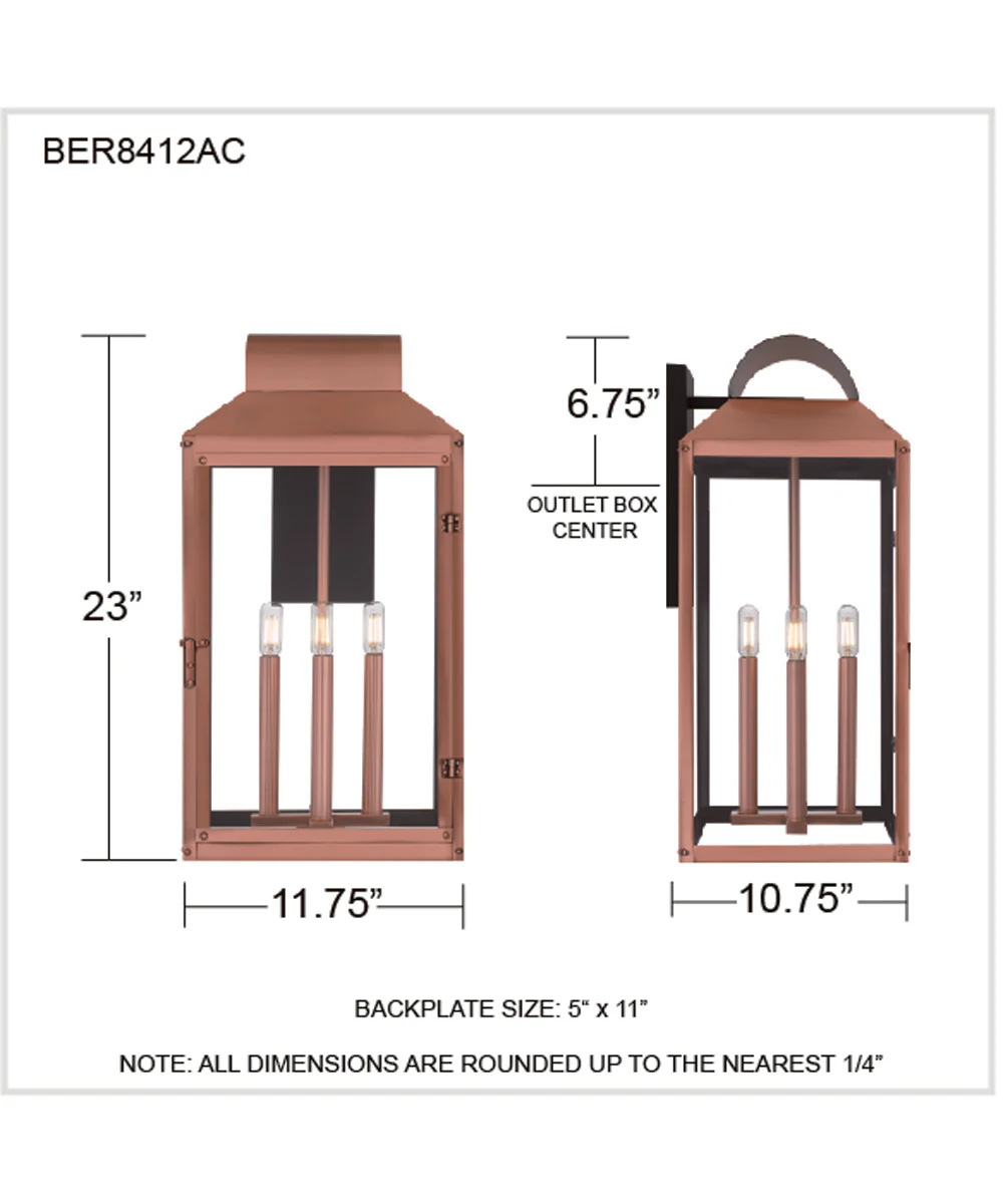 Beryn 4-light Outdoor Wall Light Aged Copper - Image 4
