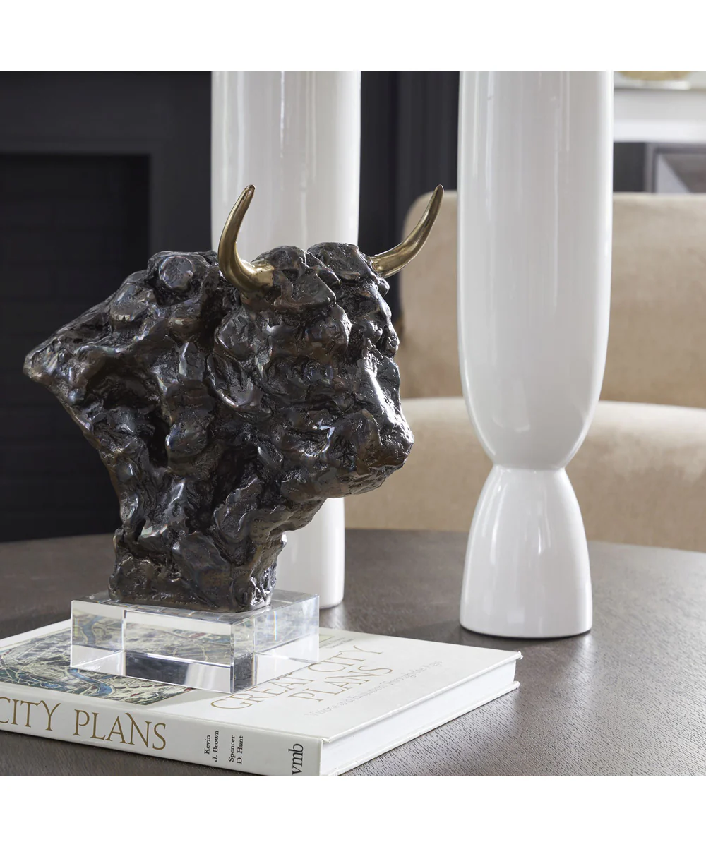 Bison Bust Bronze Sculpture - Image 2