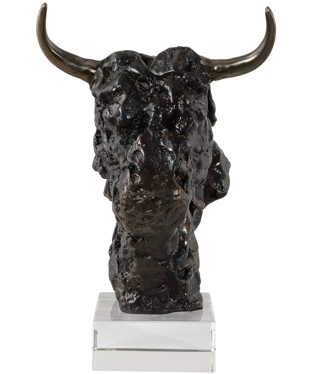 Bison Bust Bronze Sculpture - Image 4
