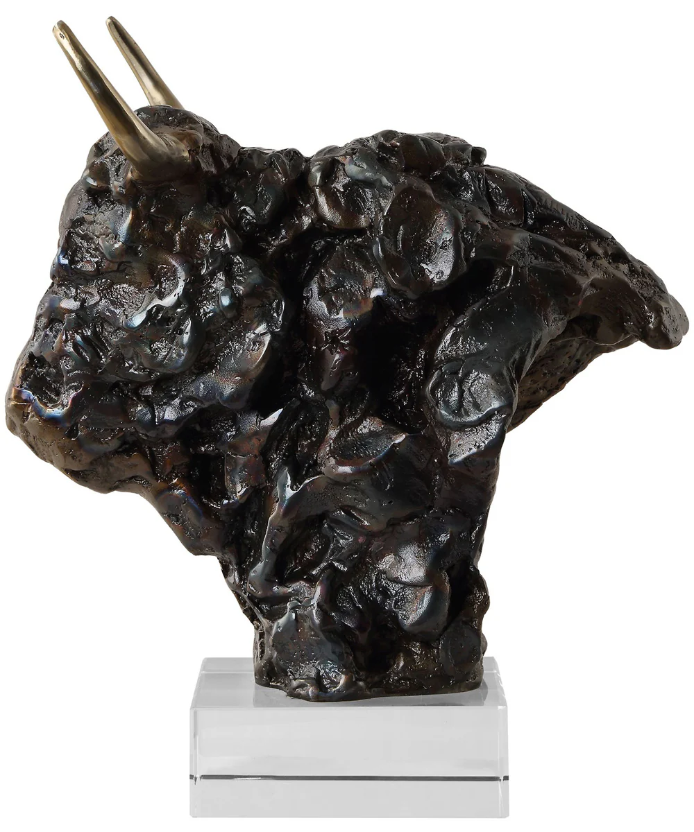 Bison Bust Bronze Sculpture - Image 5