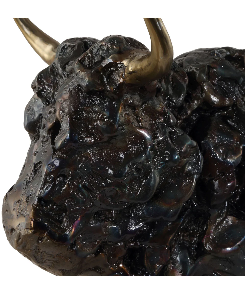 Bison Bust Bronze Sculpture - Image 7