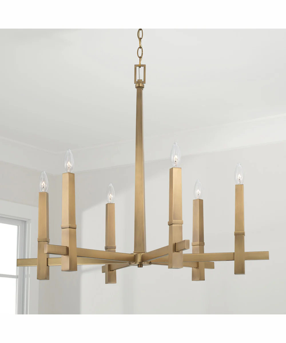 Blake 6-Light Chandelier Aged Brass - Image 2