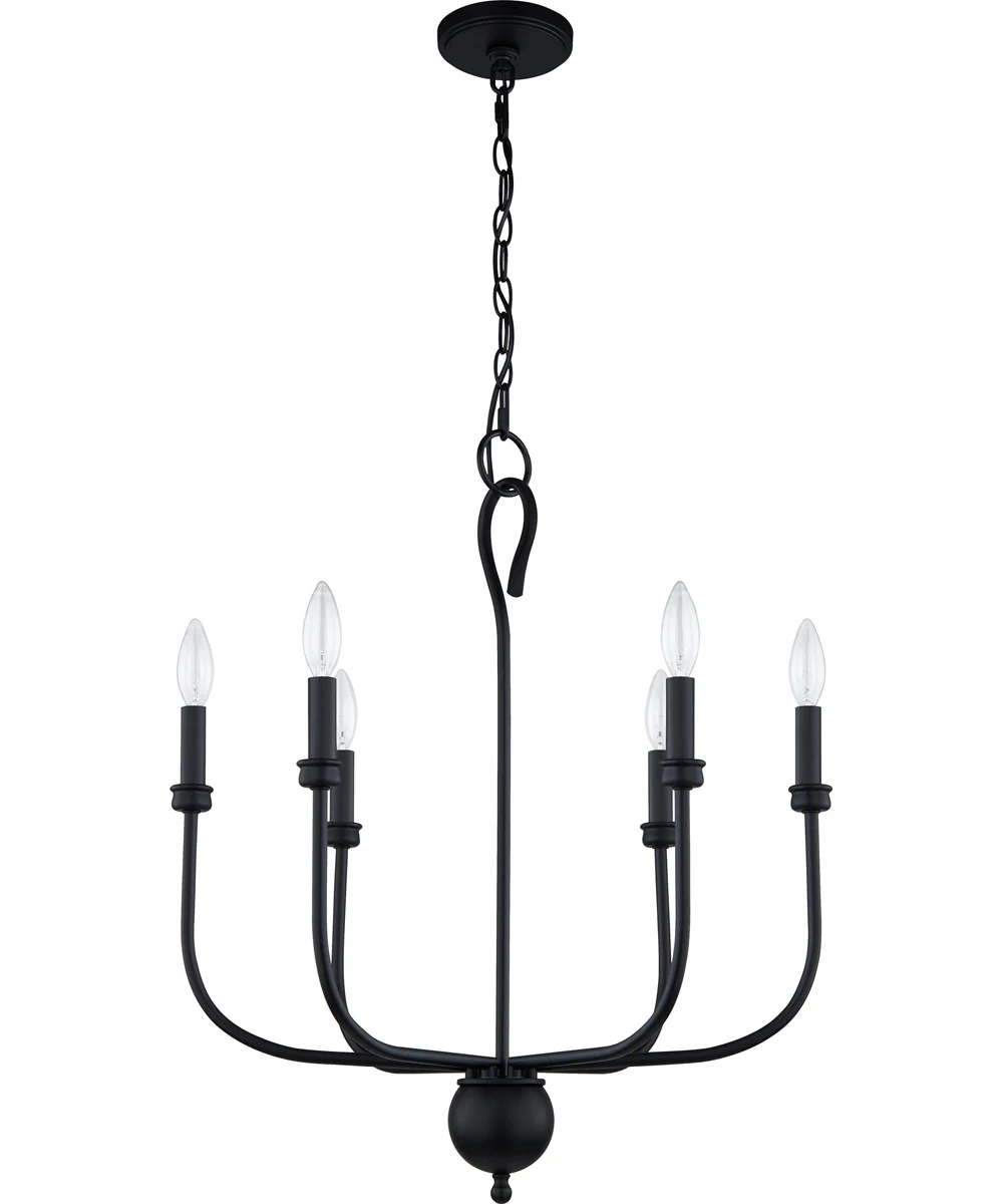 Blanche 6-light Chandelier Matte Black - Image 2