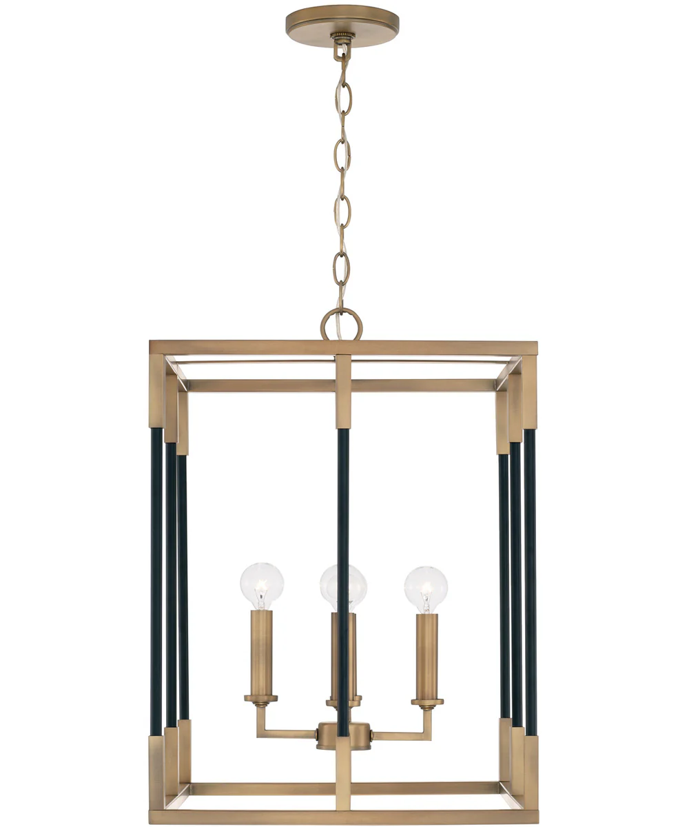 Bleeker 4-Light Foyer Aged Brass and Black