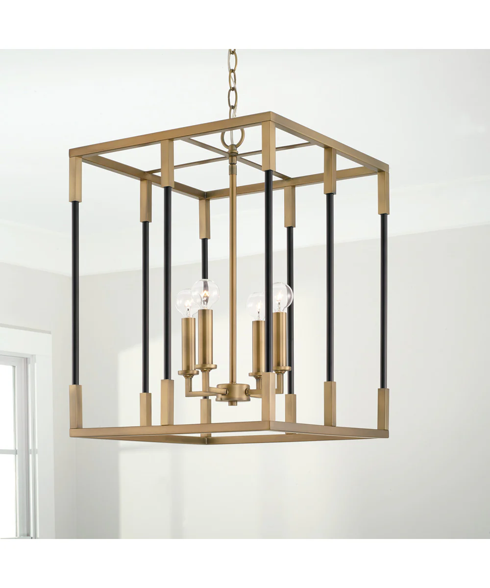 Bleeker 4-Light Foyer Aged Brass and Black - Image 2