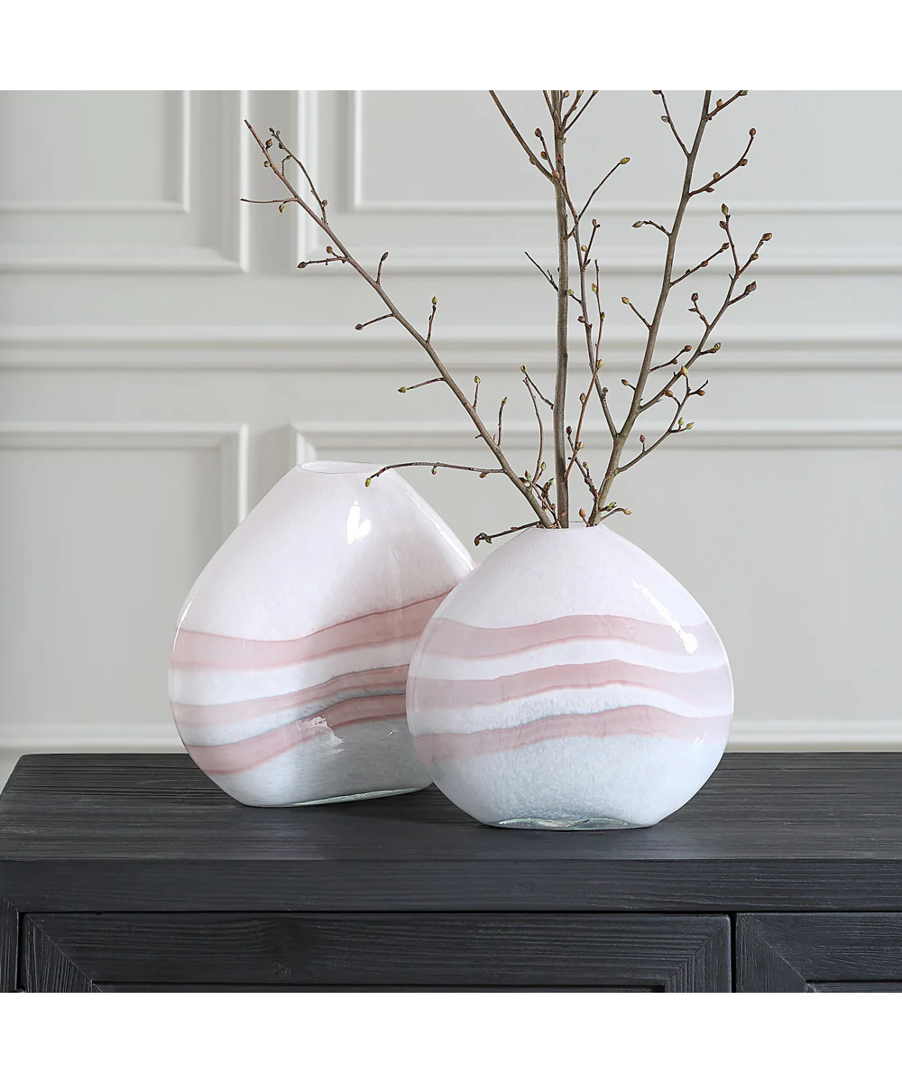 Blush Swirl Glass Vases, Set of 2 - Image 2