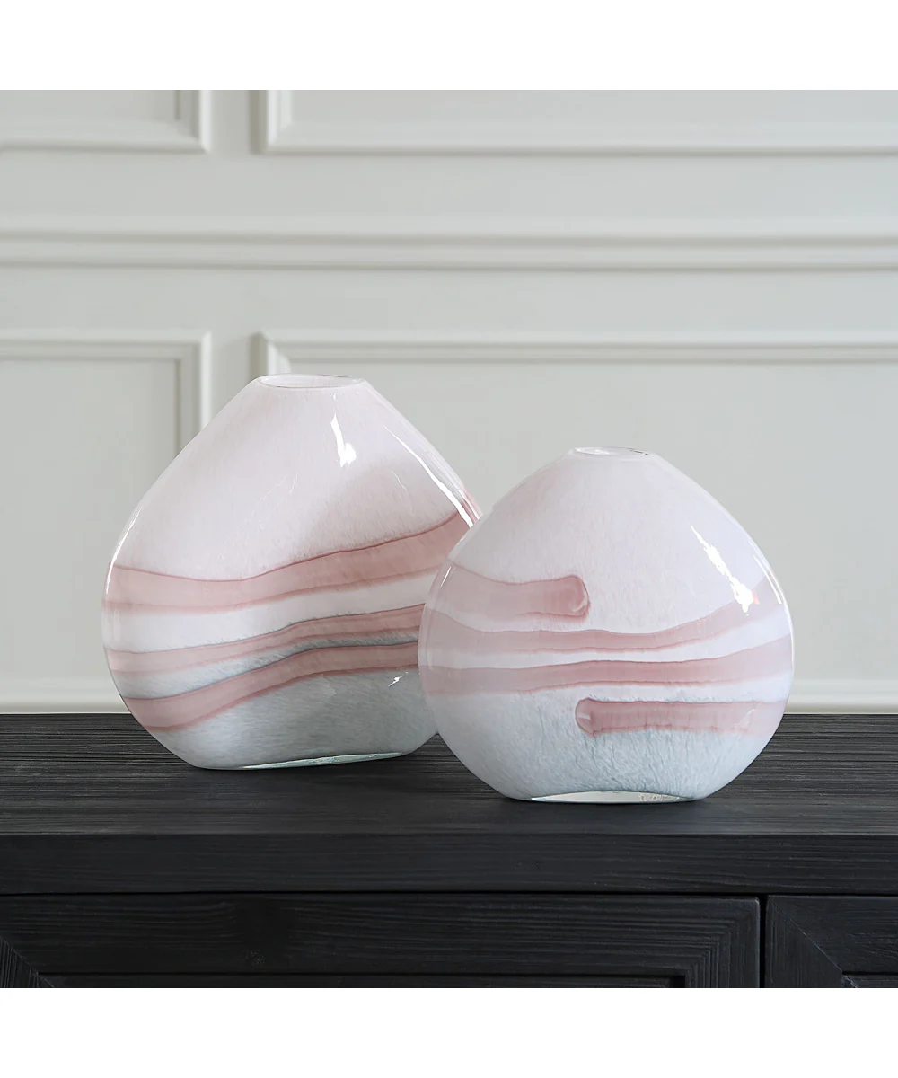 Blush Swirl Glass Vases, Set of 2 - Image 3