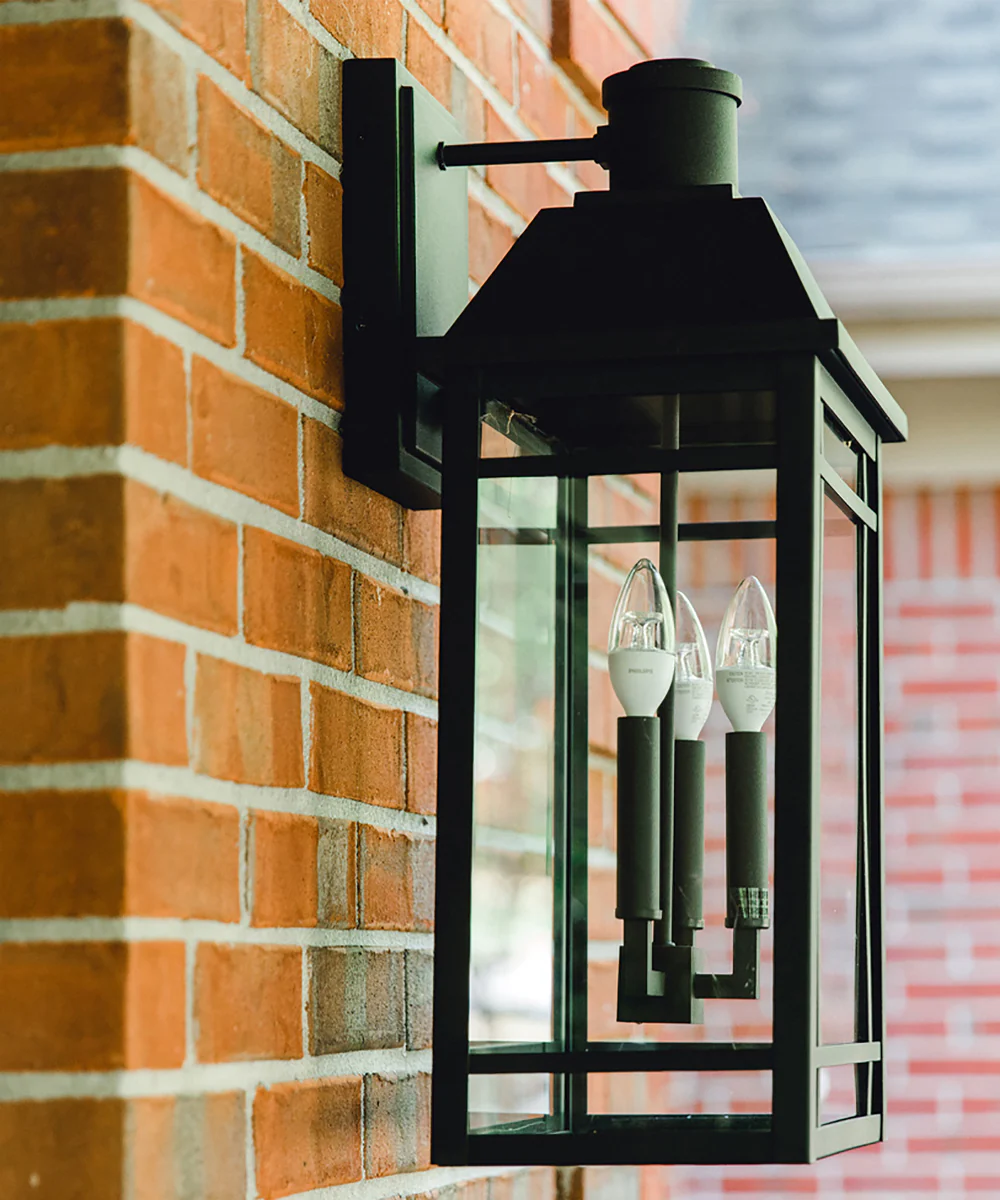 Braden 3-Light Outdoor Wall Mount Rain or Shine - Black with Clear Glass - Image 2