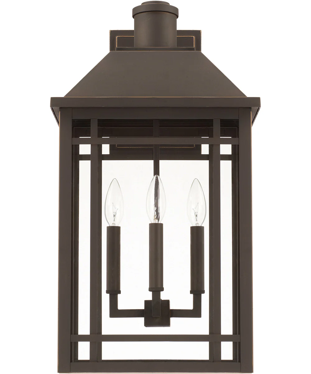 Braden 3-Light Outdoor Wall Mount Rain or Shine - Oiled Bronze with Clear Glass