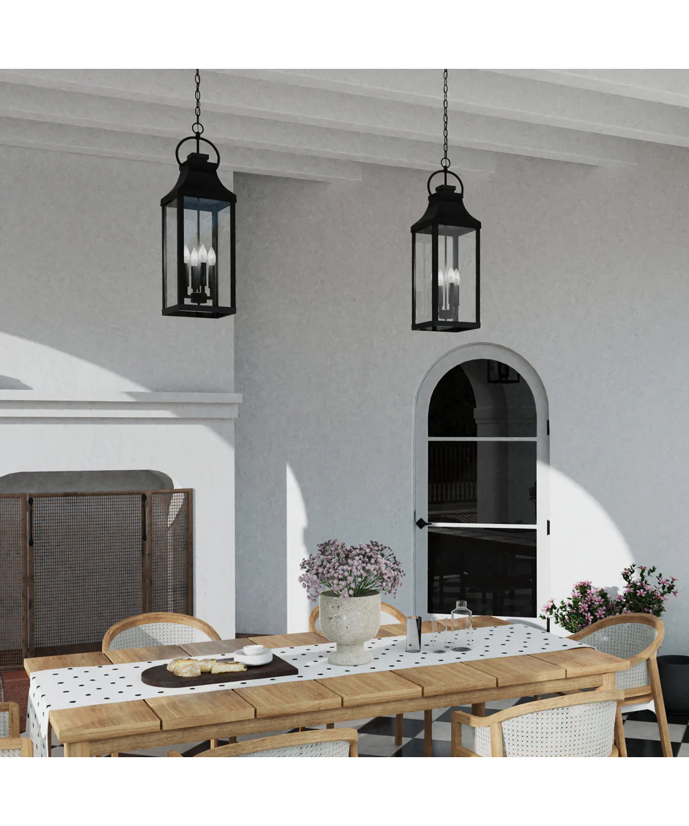 Bradford 4-Light Outdoor Hanging-Lantern Rain or Shine - Black - Image 2