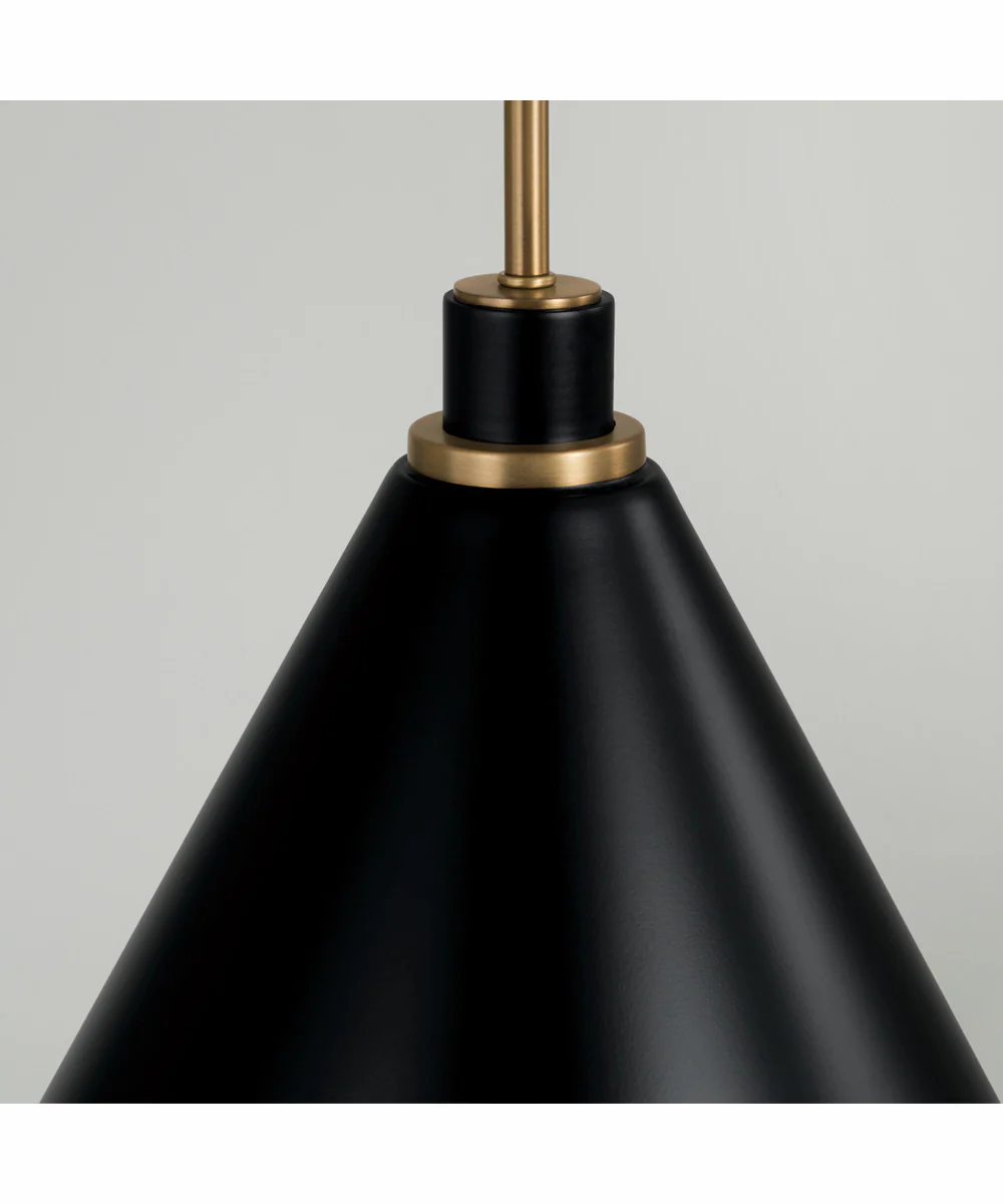 Bradley 1-Light Pendant Aged Brass and Black - Image 3