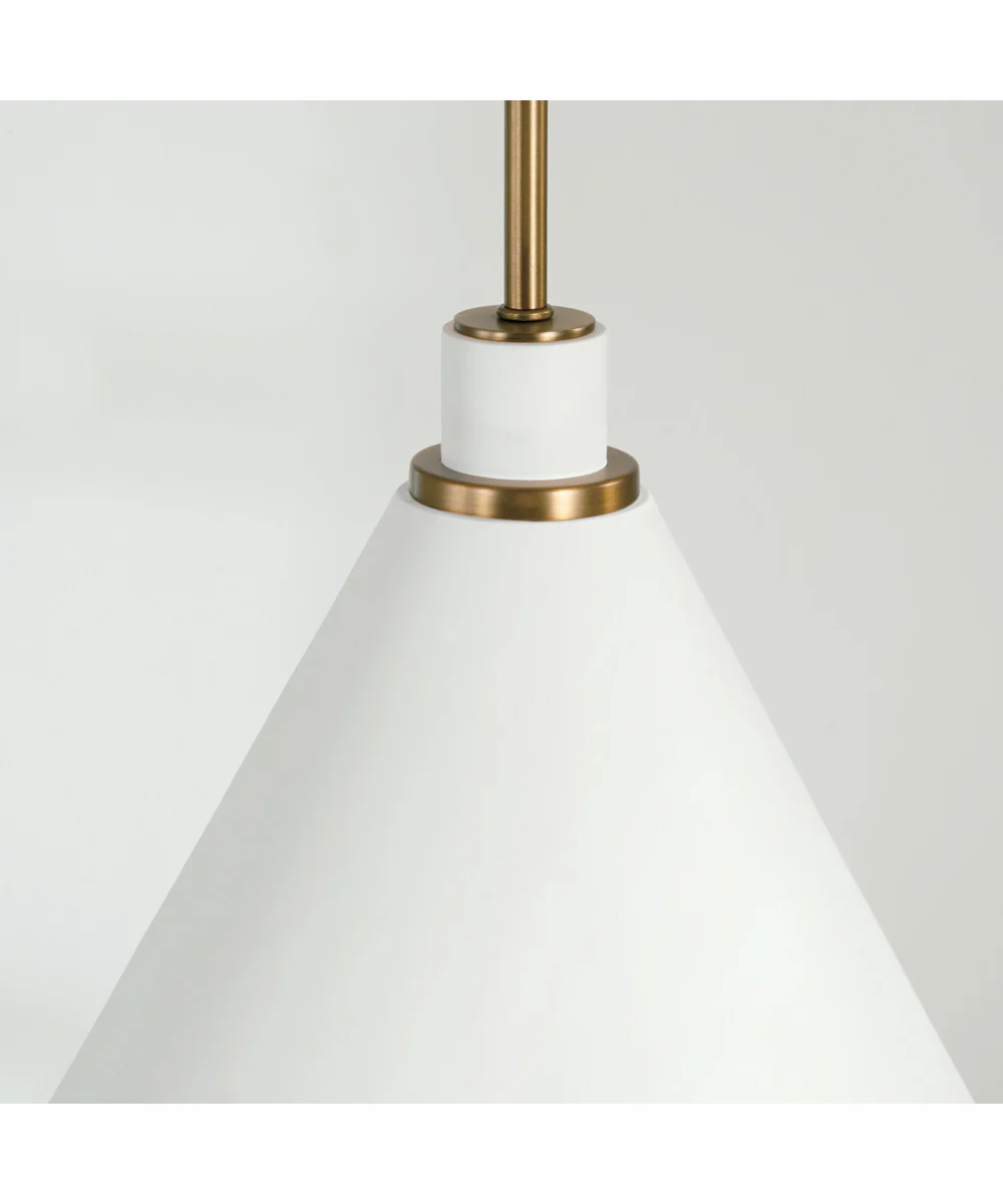 Bradley 1-Light Pendant Aged Brass and White - Image 3