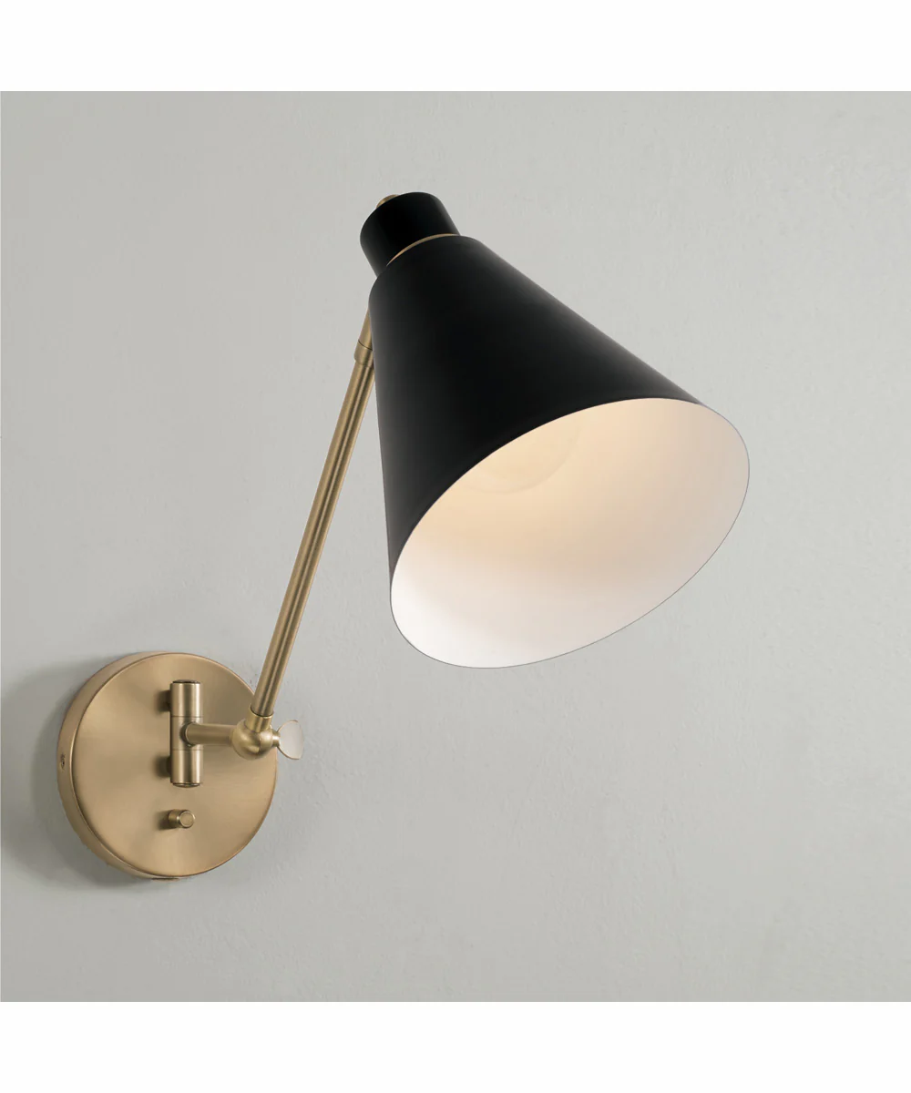 Bradley 1-Light Plug In Sconce Aged Brass and Black, 7"W - Image 5