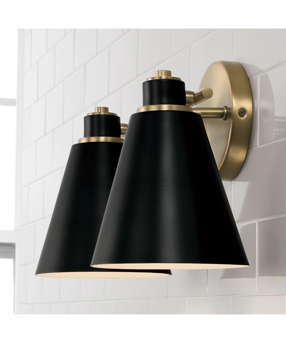 Bradley 2-Light Vanity Aged Brass and Black - Image 3