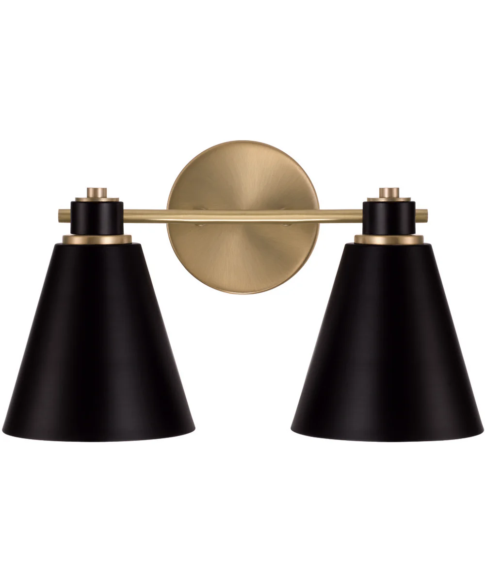 Bradley 2-Light Vanity Aged Brass and Black - Image 4