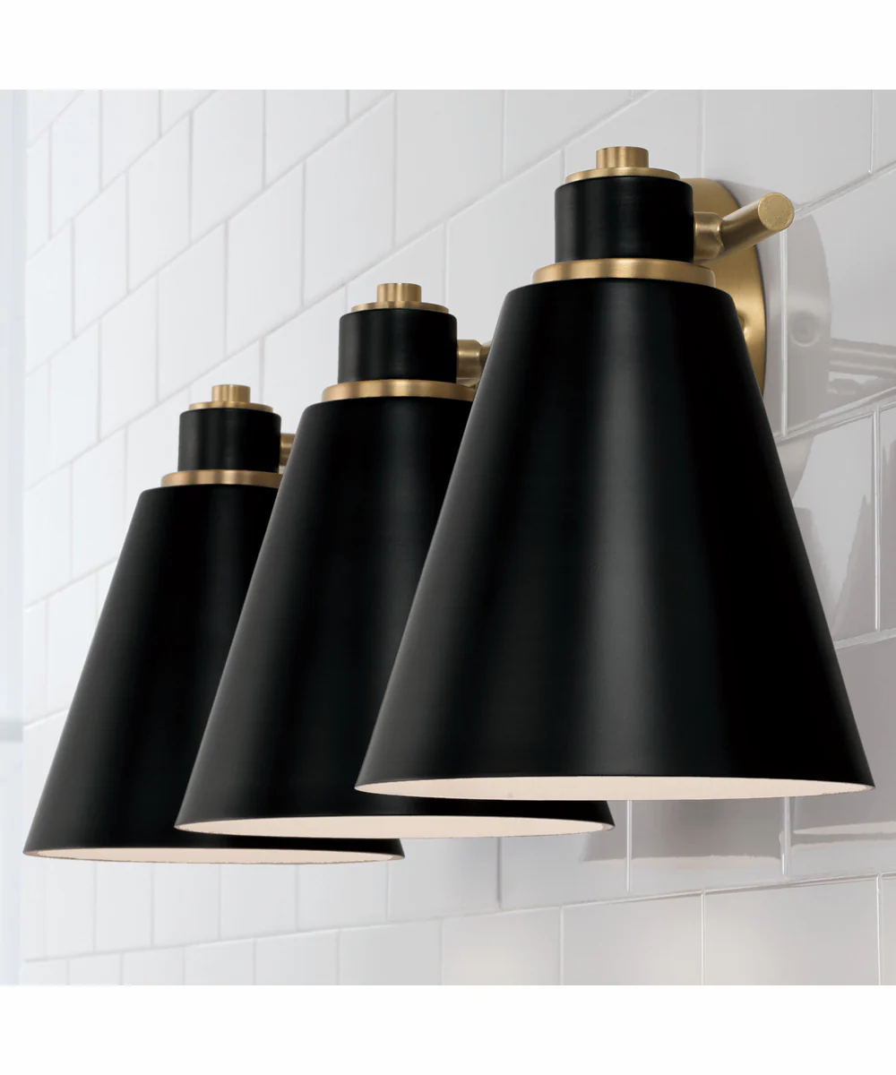 Bradley 3-Light Vanity Aged Brass and Black - Image 3