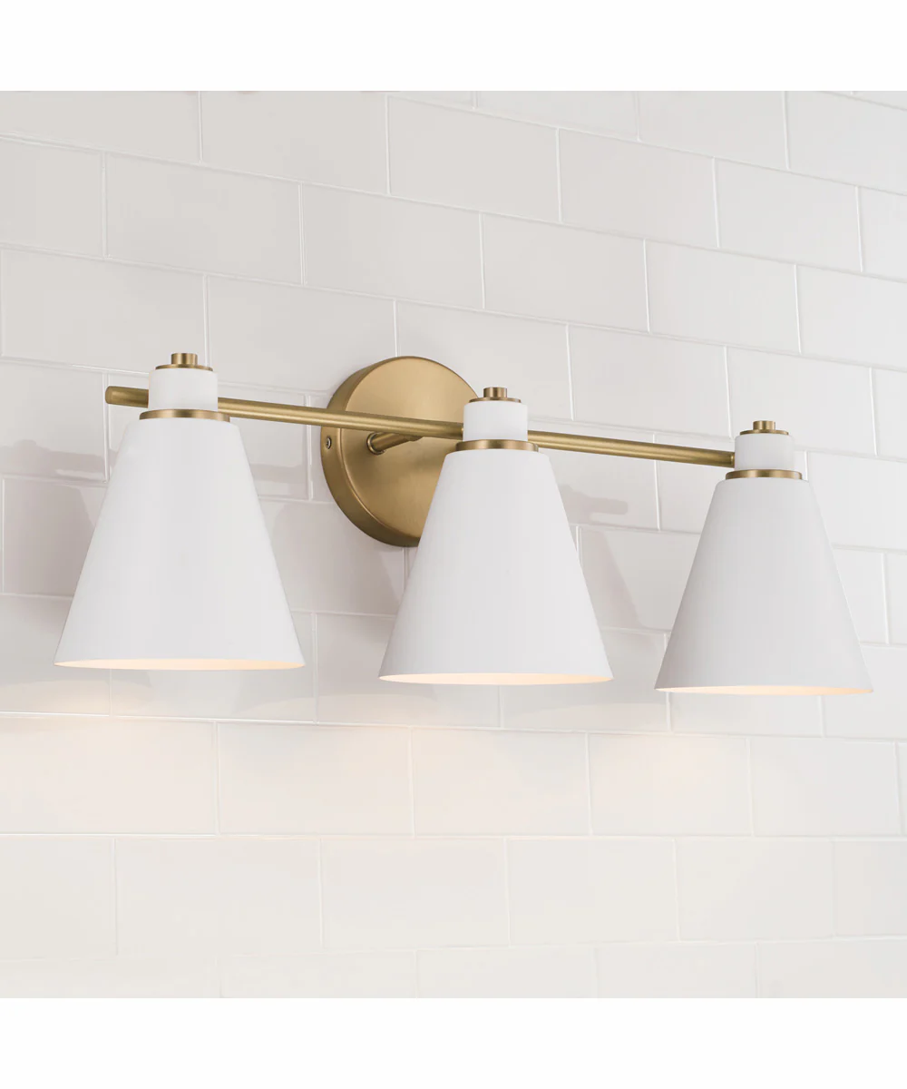 Bradley 3-Light Vanity Aged Brass and White - Image 2