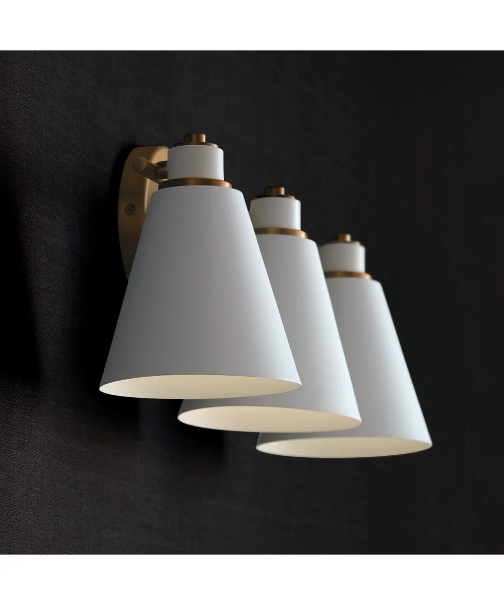 Bradley 3-Light Vanity Aged Brass and White - Image 3